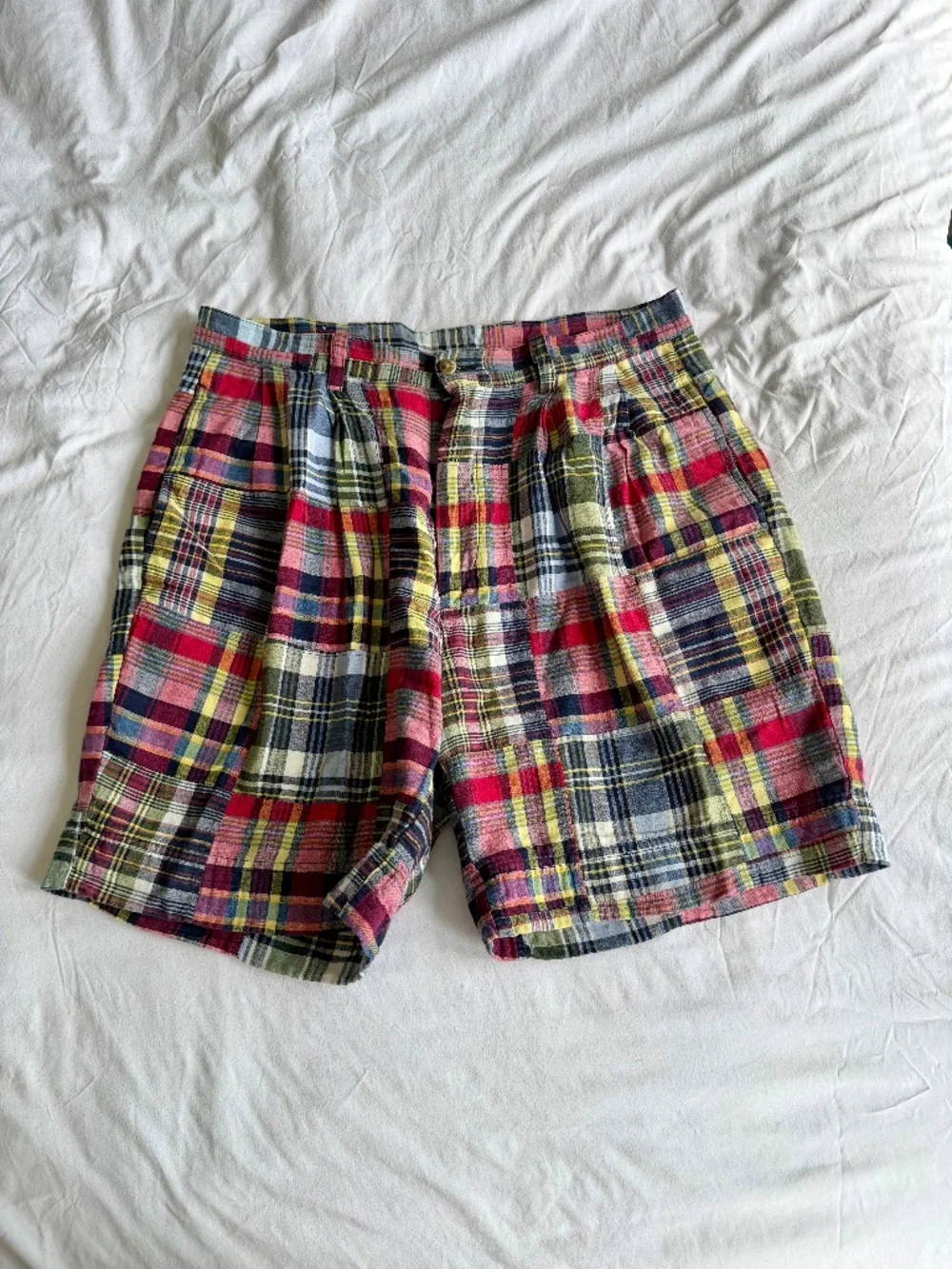 Patchwork madras shorts